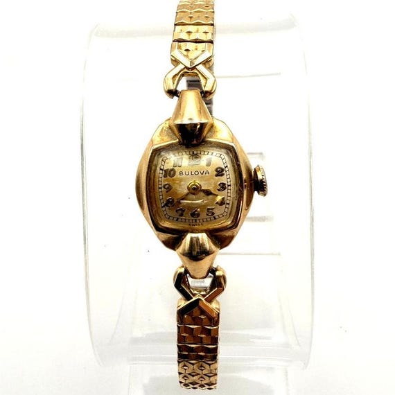 Vintage 1950 Bulova Ladies Cocktail Watch Swiss Mechanical 10K RGP Parts Repair