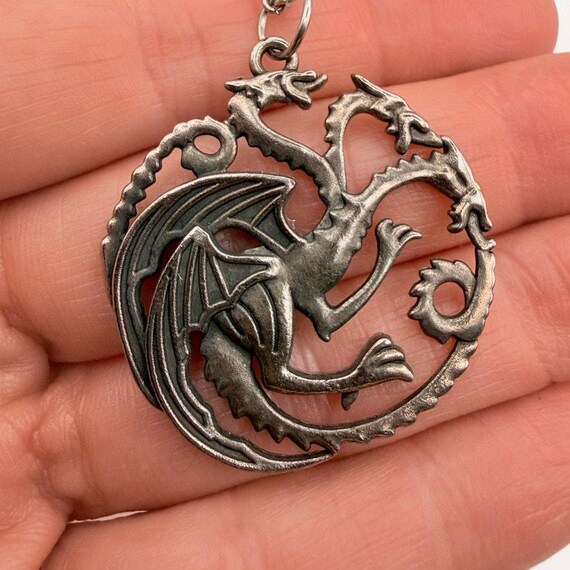 Lot of 4 Dragon Pendant Necklaces Silvertone Pewter Biker Gothic Chinese Shield View 3