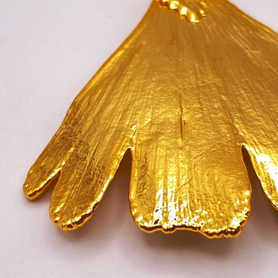 10K Gold Dipped Ginkgo Leaf Pendant - image 8