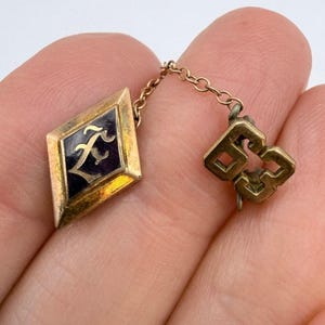 VTG 10K GF 1963 E College Fraternity Sorority Chain Pin Diamond Shaped Epsilon
