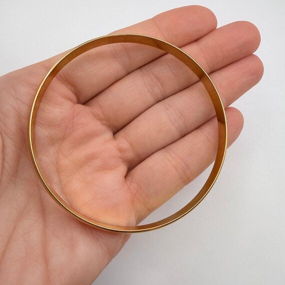 Vintage 14K Solid Gold Round Bangle Bracelet Eleg… - image 2