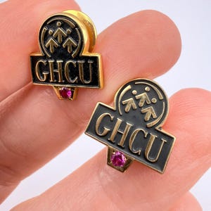 GHCU Employee Service Pins, 1/10 10K Gold Filled with Ruby (Lot of 2)