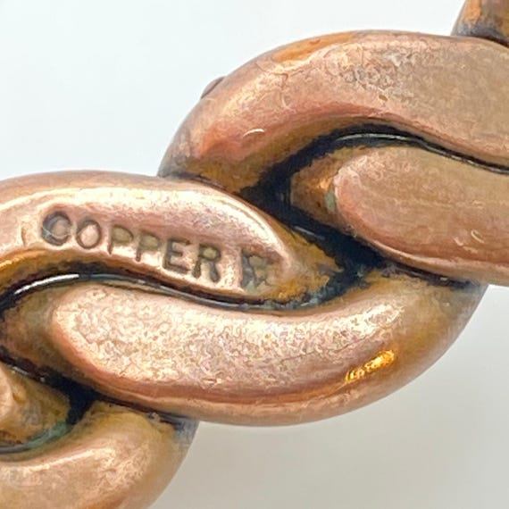 Vintage Signed Solid Copper Cuff Bracelet Braided… - image 6