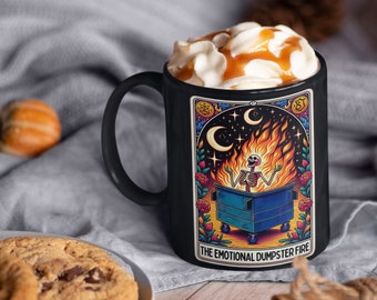 The Emotional Dumpster Fire Tarot Card Coffee Mug, Tarot Card Coffee Mug, Celestial Coffee Mug,  Emotional Dumpster Fire Mug