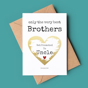 Seuls les meilleurs frères sont promus oncle, faire-part de grossesse, futur oncle, carte à gratter frère surprise, carte nouvel oncle