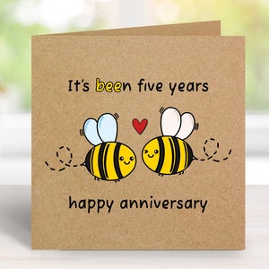 Carte d'anniversaire de 5 ans, carte de 5 ans pour elle, pour lui, petit ami, petite amie, mari, femme, partenaire, 5e anniversaire de mariage