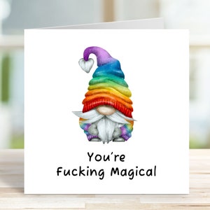 Funny Your Fucking Magical Valentines Day, jolie carte de Saint-Valentin gnome LGBT pour lui, petit ami, ami, ami gay, partenaire, mari,