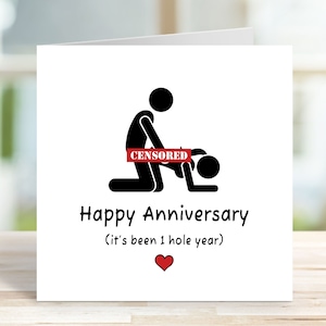 Carte drôle de 1er anniversaire, carte grossière, carte de joyeux anniversaire pour elle, carte d'anniversaire de 1 an, petit ami, petite amie, mari, carte de femme