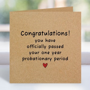 Carte 1er anniversaire, carte d'un an drôle, période probatoire, carte 1er anniversaire drôle pour lui ou elle, mari, femme, joyeux anniversaire