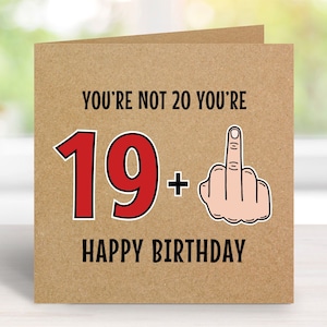 20th Birthday Card for Him, Funny 20 Year Birthday Card, Humorous Birthday Card, Fun Middle Finger Birthday Card, Rude 20th Birthday Card