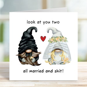 Carte de mariage grossier, carte de mariage, carte de gnome pour leur mariage, carte de mariage drôle pour couple, carte de jeunes mariés pour couple, mariage