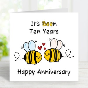 Carte 10e anniversaire, carte 10 ans, carte 10e anniversaire de mariage pour femme, mari, partenaire, petit ami, petite amie, jolie carte