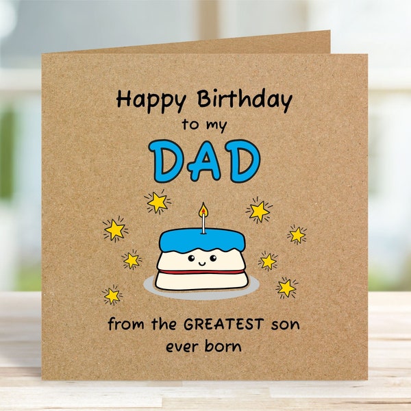 Happy Birthday To My Dad, Funny Birthday Card for Him, Cute Dad Birthday Card from Son, Card for Dad, Birthday Card