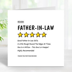 Carte d'anniversaire de beau-père, carte de style critique cinq étoiles pour l'anniversaire de votre beau-père, carte d'anniversaire drôle pour lui