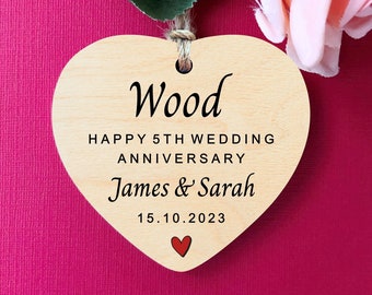 5th Wedding Anniversary Gift, 5th Anniversary Keepsake, Wood 5th Wedding Anniversary Gift, Personalised Wooden Custom Made Anniversary Gift