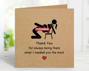 Rude but Funny Thank You Card for Boyfriend, Husband, Partner, Anniversary Card, Birthday Card for Him, Valentines Day Card for Boyfriend