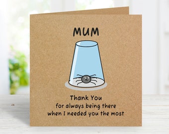 Funny Spider Mothers Day Card for Mum, Thank You Mothers Day Cards for Her, Special Card for Your Special Mum on Mother Day