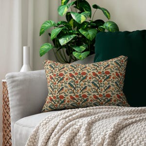 Vintage Style Botanical Lumbar Pillow - Decorative Cushion for Home, Cozy Accent Pillow, Vintage Floral Design, Nature Lovers