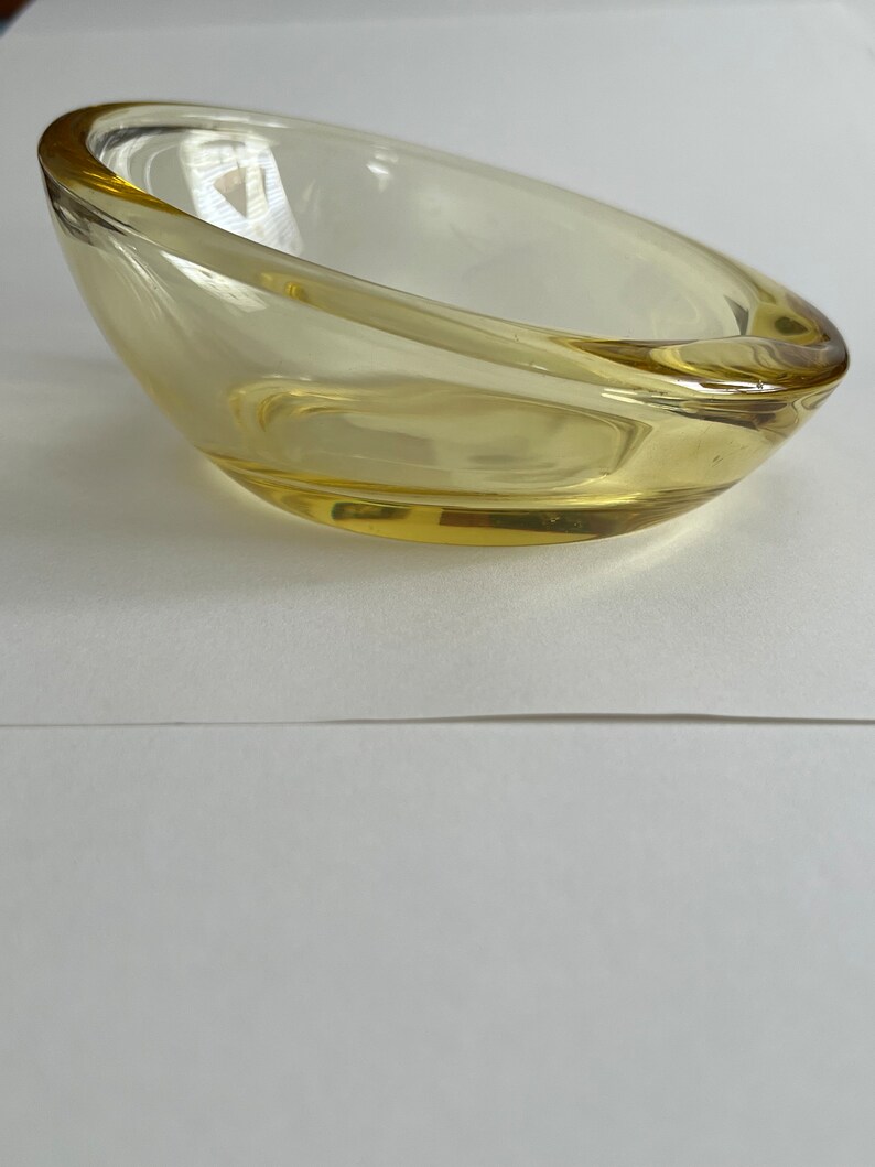 Vintage Viking Art Glass Horseshoe Shape Ashtray Yellow Cigar Etsy