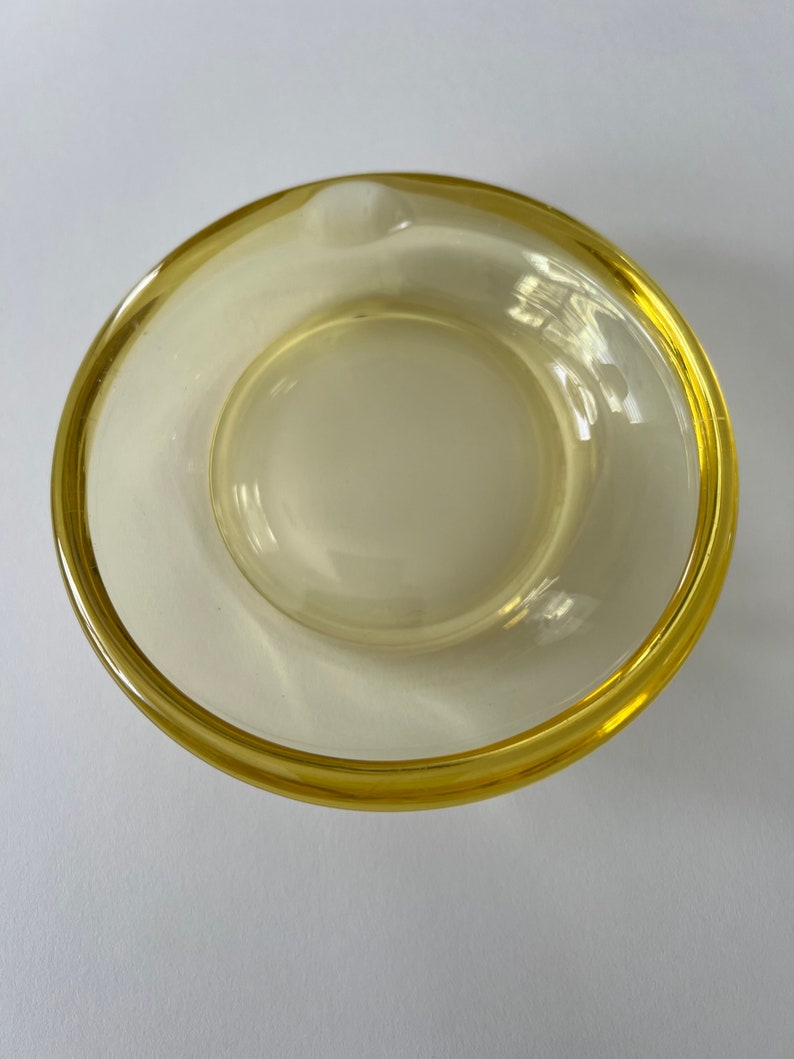 Vintage Viking Art Glass Horseshoe Shape Ashtray Yellow Cigar Etsy