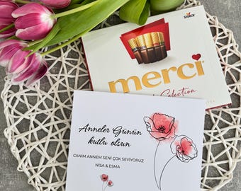 Gepersonaliseerde Merci Moederdagverpakking | Toffifee-verpakking | Chocoladeverpakking voor Moederdag | Cadeau voor mama, oma |