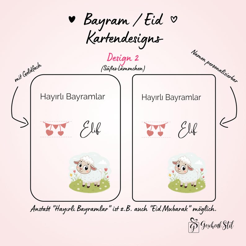 Tarjeta de dinero Bayram personalizada para niños | Idea de regalo de Eid Mubarak | Tarjeta de Ramadán Regalo Kurban Tarjeta de felicitación Hayirli Bayramlar imagen 9