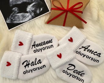 Schwangerschaft verkünden Babysocke | Du wirst Papa Oma Opa Tante | Babysocke Premium Baumwolle | Baby 2026