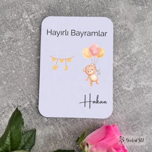 Tarjeta de dinero Bayram personalizada para niños | Idea de regalo de Eid Mubarak | Tarjeta de Ramadán Regalo Kurban Tarjeta de felicitación Hayirli Bayramlar Design 6 (Bär)