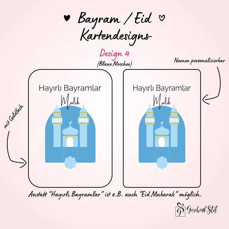 Tarjeta de dinero Bayram personalizada para niños | Idea de regalo de Eid Mubarak | Tarjeta de Ramadán Regalo Kurban Tarjeta de felicitación Hayirli Bayramlar imagen 11