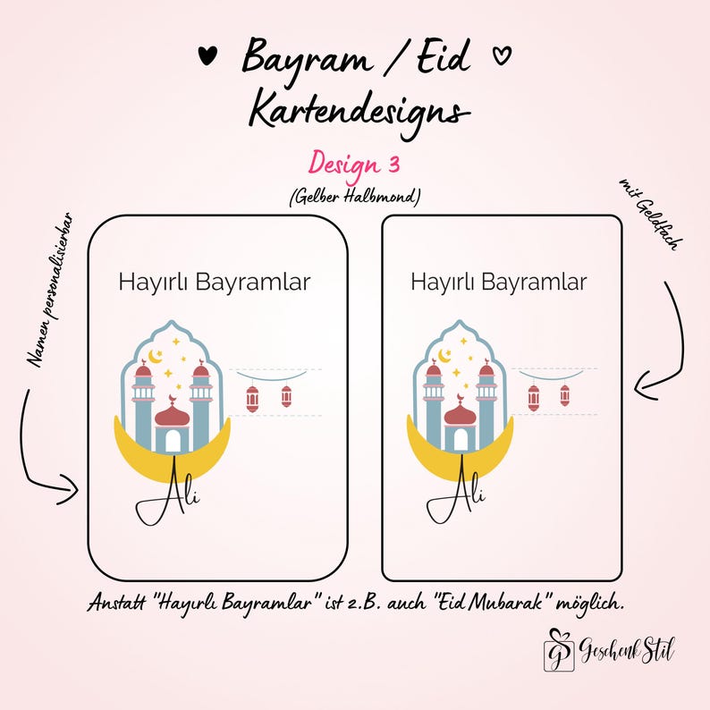 Tarjeta de dinero Bayram personalizada para niños | Idea de regalo de Eid Mubarak | Tarjeta de Ramadán Regalo Kurban Tarjeta de felicitación Hayirli Bayramlar imagen 10