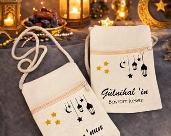 Bolsa de pecho personalizada para Eid para niños | Bayram Kesesi | Cartera personalizada | Bolso Bayram | Ramadán Kurban | Estilo de regalo
