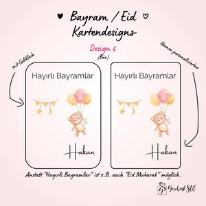 Tarjeta de dinero Bayram personalizada para niños | Idea de regalo de Eid Mubarak | Tarjeta de Ramadán Regalo Kurban Tarjeta de felicitación Hayirli Bayramlar imagen 13