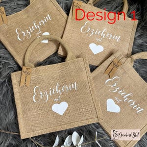 Cadeau d'adieu pour enseignant(e), sac en jute personnalisé avec cœur, noir naturel | Sac d'adieu pour l'école et la maternelle | GiftStyle