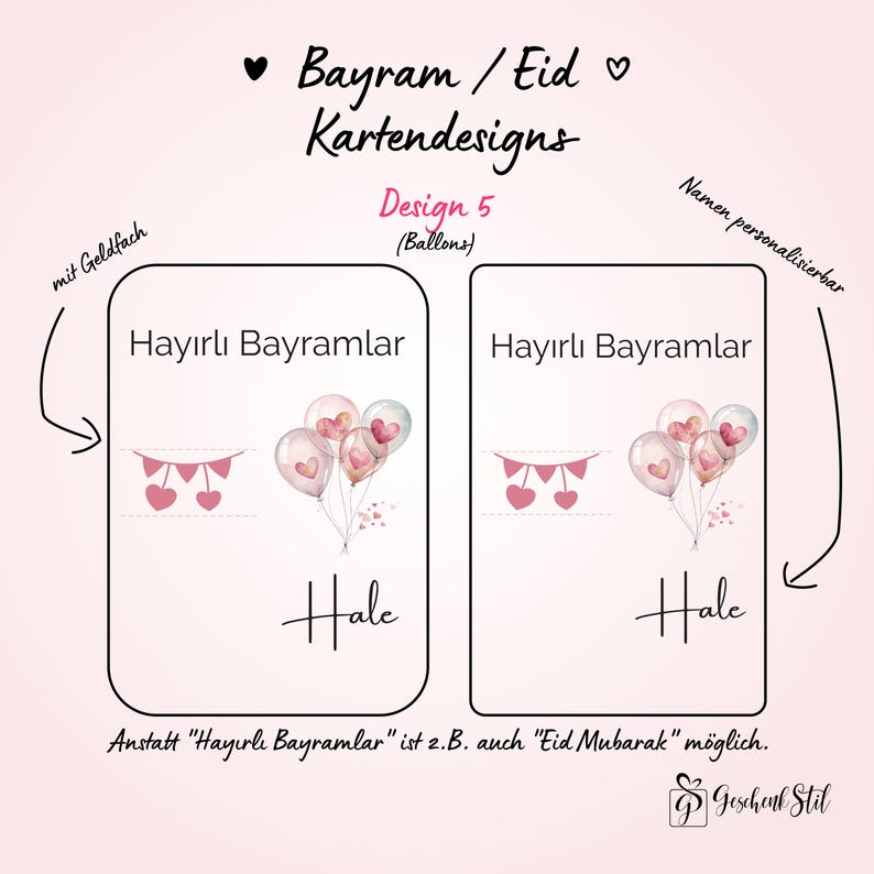 Tarjeta de dinero Bayram personalizada para niños | Idea de regalo de Eid Mubarak | Tarjeta de Ramadán Regalo Kurban Tarjeta de felicitación Hayirli Bayramlar imagen 12