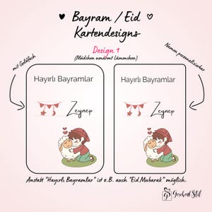 Tarjeta de dinero Bayram personalizada para niños | Idea de regalo de Eid Mubarak | Tarjeta de Ramadán Regalo Kurban Tarjeta de felicitación Hayirli Bayramlar imagen 8
