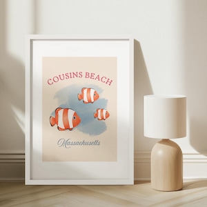 Cousins Beach Poster: Pastel Coastal Wall Art, Summer Decor (Digital Download)