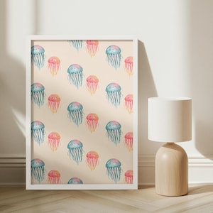 Cousins Beach Jellyfish Poster: Pastel Coastal Wall Art (Instant Download