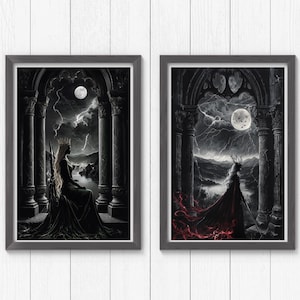 Aelin & Manon - 2 print bundle, Fantasy Posters, FIREHEART, Throne of Glass Digital Wall Art, Queen Aesthetic Print, Dark Feminine Digital