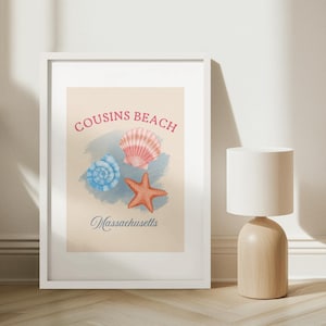 Cousins Beach Poster: Pastel Coastal Wall Art, Summer Book Decor (Digital Download)