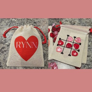 Tic Tac Toe Personalized Bag, Valentine Personalized, valentine treat bag, Custom Valentine Treat Bag, gift for child
