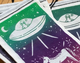 Alien Unicorn Abduction Small Bag Screenprint