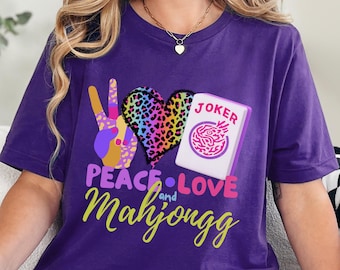 Mahjong Shirt For Women Game Night, Peace Love Mahjong Tee, Mahjong Lover Gift, Bella Canvas 3001, Mahjong Club Shirt