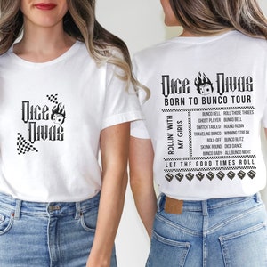 T-shirt Dice Divas Born to Bunco Tour, T-shirt amusant de style Bunco Rock Tour pour les amateurs de Bunco, cadeau pour hôtesse Bunco, chemises assorties Bunco Club Group