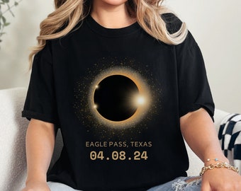 Total Solar Eclipse Commemorative T-Shirt, Eagle Pass 04.08.24 Eclipse Shirt, Path of Totality Shirt, Eclipse Watching Shirt, Eclipse Tee