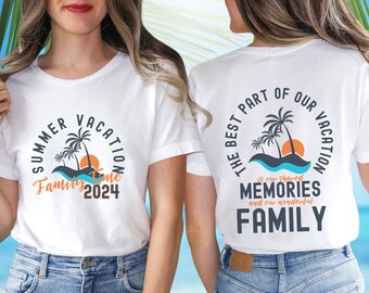 Family Time 2024 Beach Vacation Back Design T-Shirt, Beach Vacation Family Keepsake 2024, Matching Family Vacation Tee, Coast Vacation Shirt