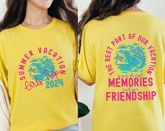 Besties Girl Trip Beach Vacation Back Design T-Shirt, Beach Vacation Friendship Keepsake 2024, Matching Friends Vacation Tee, Coast Vacation