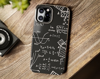 Math Formulas Black iPhone Case Cover, Stylish Math Teacher iPhone Case Cover, Back to School Gift for Math Teachers, Black Math Phone Case