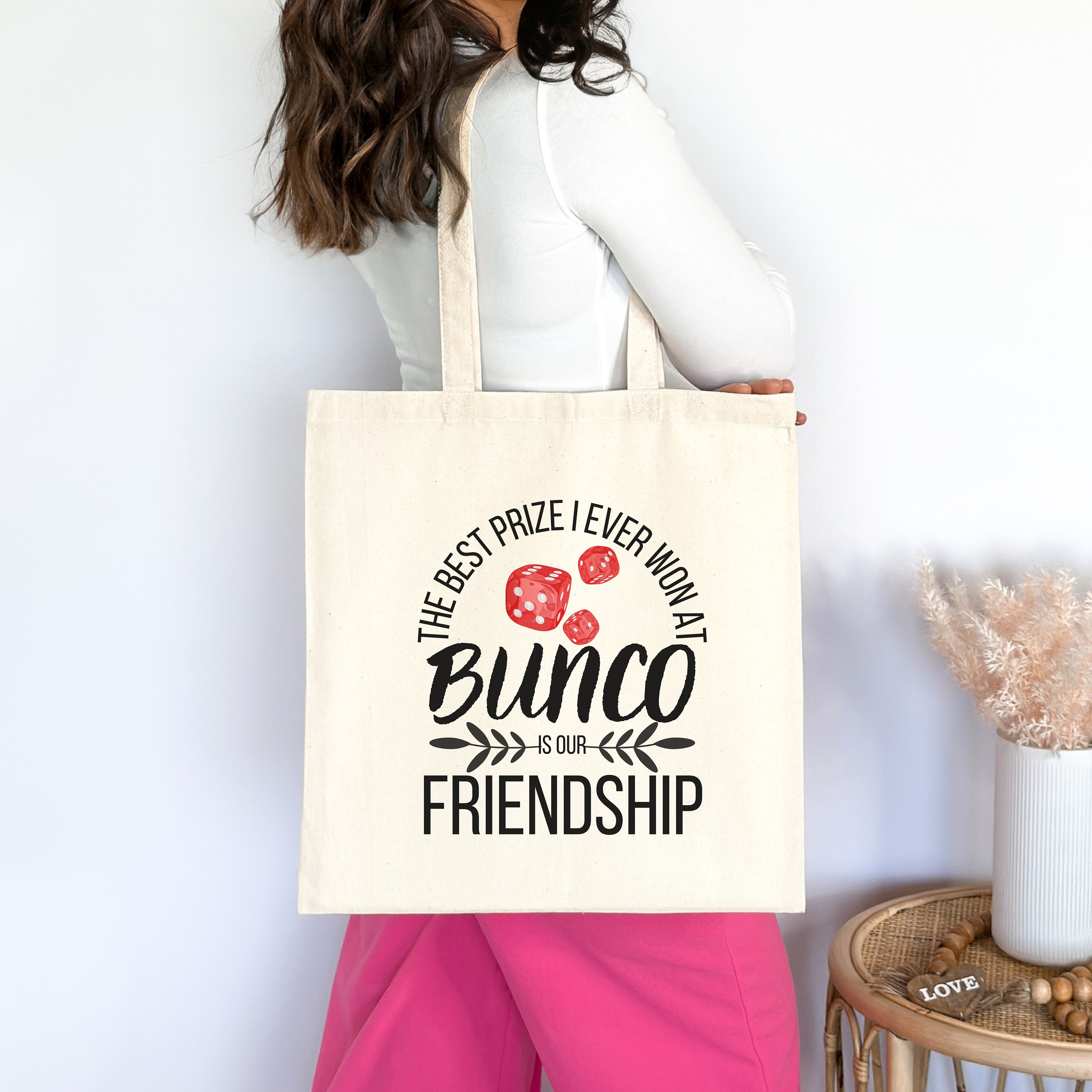 Bunco Friends Canvas Tote Bag, Bunko Friendship Cotton Tote, Ladies