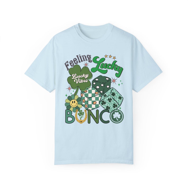 St. Patrick's Day Bunco Shirt: Feeling Lucky Comfort Colors Tee Chambray
