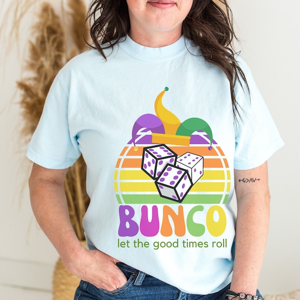 Mardi Gras Theme Bunco Shirt, Comfort Colors® Bunco Shirt, February Bunco Shirt, Carnival Bunco T-shirt, Bunco Friends Shirt, Hostess Gift